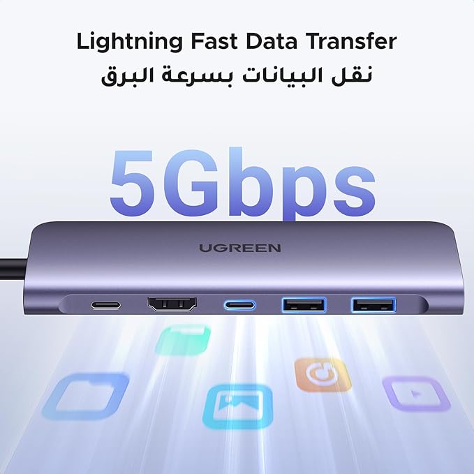UGREEN Revodok 1071 USB C Hub 7-in-1 with 5Gbps 3.0 Data Ports