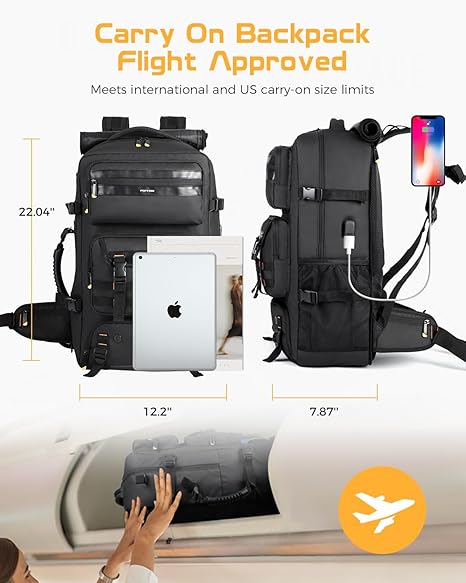 Packease Travel Backpack for Men - Carry On Laptop Backpack with USB Charging Port