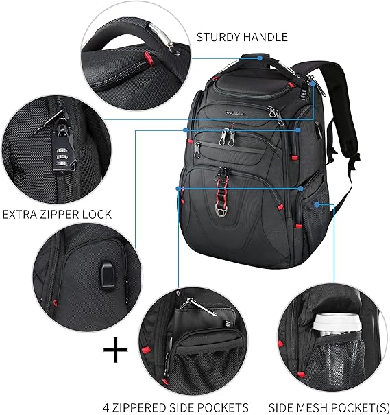 Packease Travel Laptop Backpack Heavy Duty Computer Backpack with Hard Shell Saferoom RFID