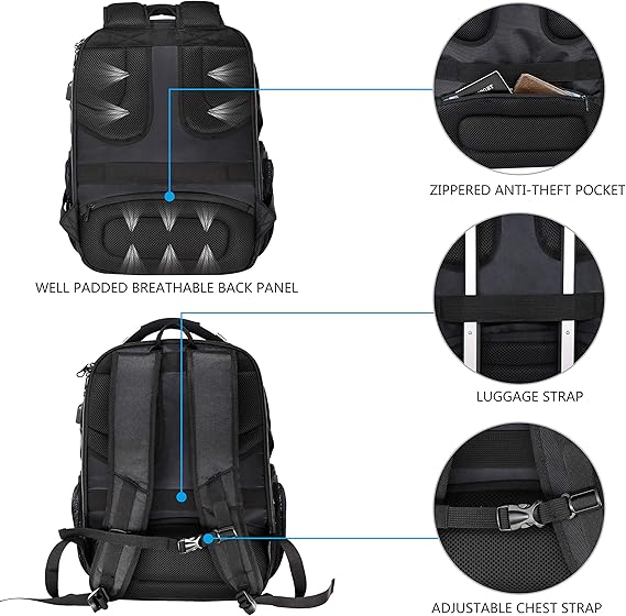 Packease Travel Laptop Backpack Heavy Duty Computer Backpack with Hard Shell Saferoom RFID