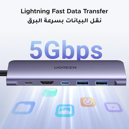 UGREEN Revodok 1071 USB C Hub 7-in-1 with 5Gbps 3.0 Data Ports